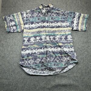 Gant‎ Salty Dog Hawaiian Shirt Men 1X Imperial Poplin White Water Chambray Vtg